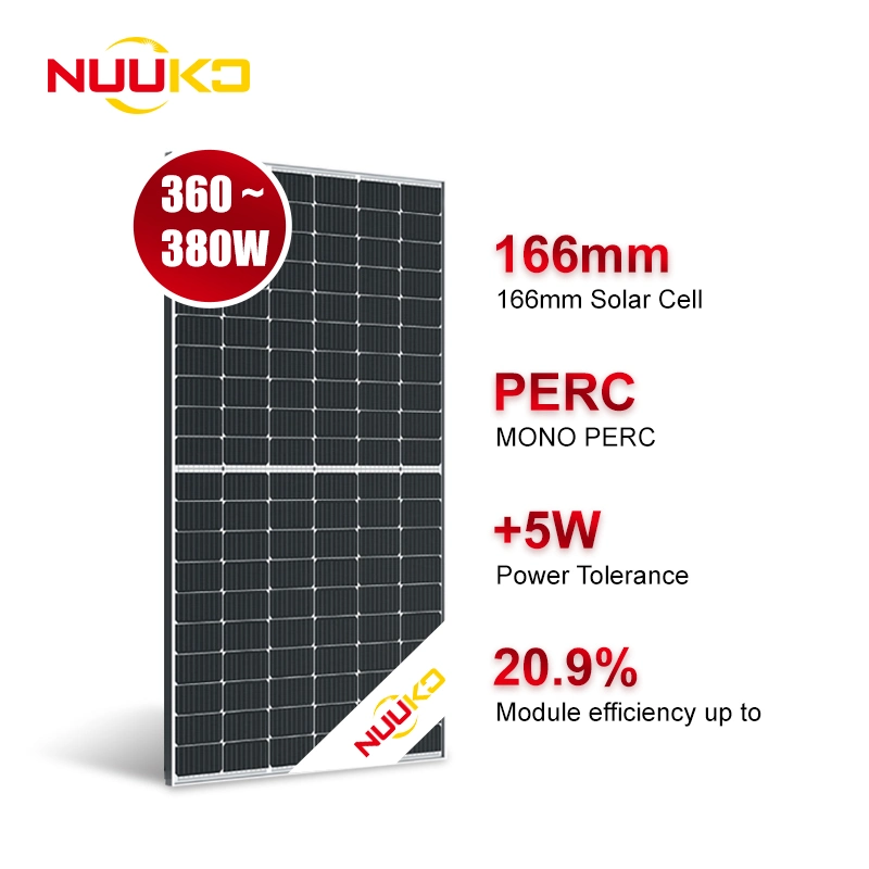 Nuuko Solar Energy System 166mm Half Cut of 120 Cells Solar Panels 360W 365W 370W 375W 380W High Efficiency Moduels