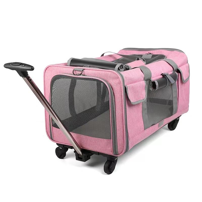 Rolling Pet Carrier with Wheels, Foldable Airline Approved Carriers for Dogs and Cats