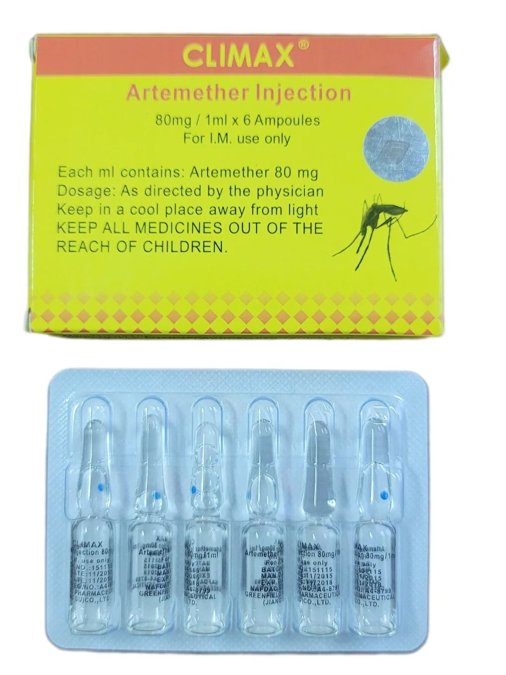 Quinine Dihydrochloride Injection 600mg/2ml GMP Pharmaceutical