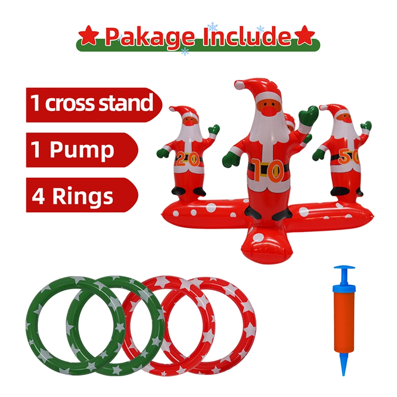 Eco-Friendly Merry Christmas Party Game Play Toys Inflatable PVC Christmas Santa Claus Ring Toss Game Set Toys