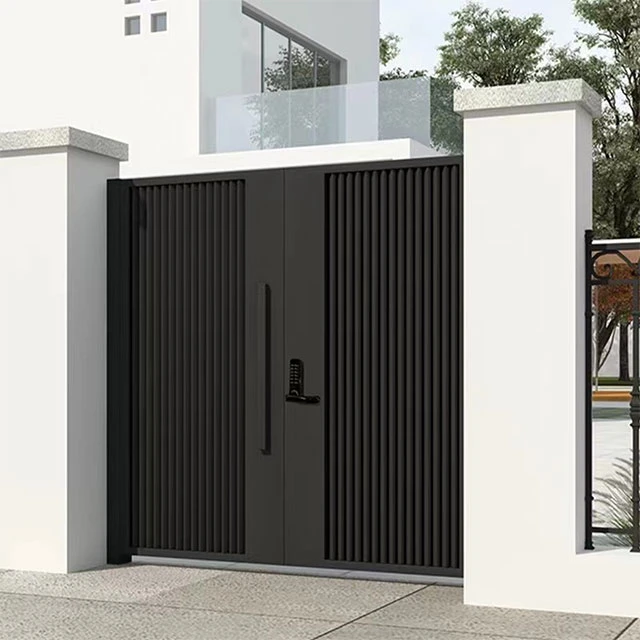 Acero de alta calidad Doble Puerta Diseño Puertas de Hierro moderno