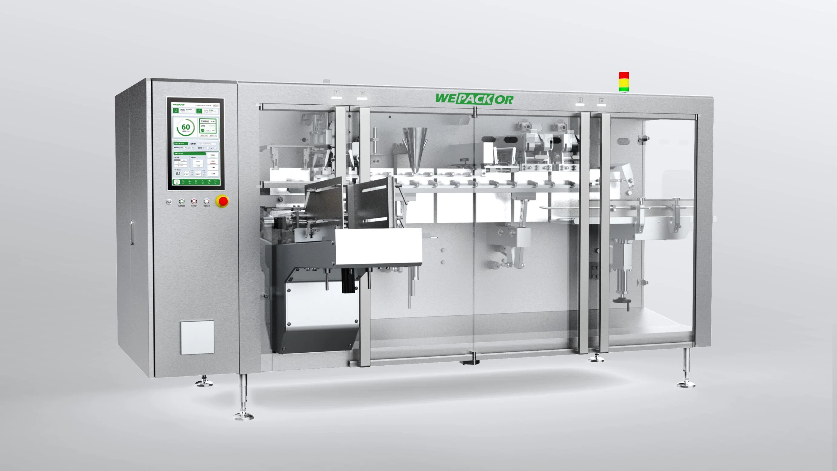 Wepackor Machine Automatique d'Emballage Alimentaire Machine de Remplissage et de Scellage Horizontale pour Sachets Préfabriqués