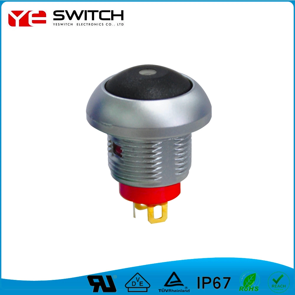 Resistente al agua iluminado LED de encendido interruptor pulsador de metal