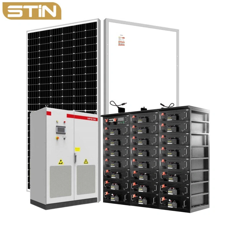 50kw 100kw 150kw 200kw 300kw 400V Générateur de panneaux solaires liés au réseau électrique hybride avec système de stockage d'énergie électrique et batterie au lithium avec onduleur pour utilisation domestique / commerciale.