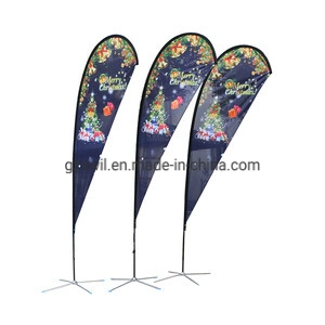 Logo Customized Polyester Advertising Wave Teardrop Beach Flag