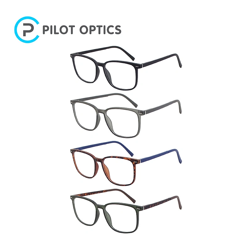 Pilot Optics Fashion Unisex Tr Rechteckige Rahmen Anti Blue Light Blockierende optische Augenbrille für Frauen Männer