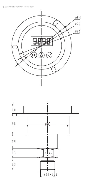 High Precision and Low Temperature Drift Pressure Gauge Blue Nixie Tube Outside