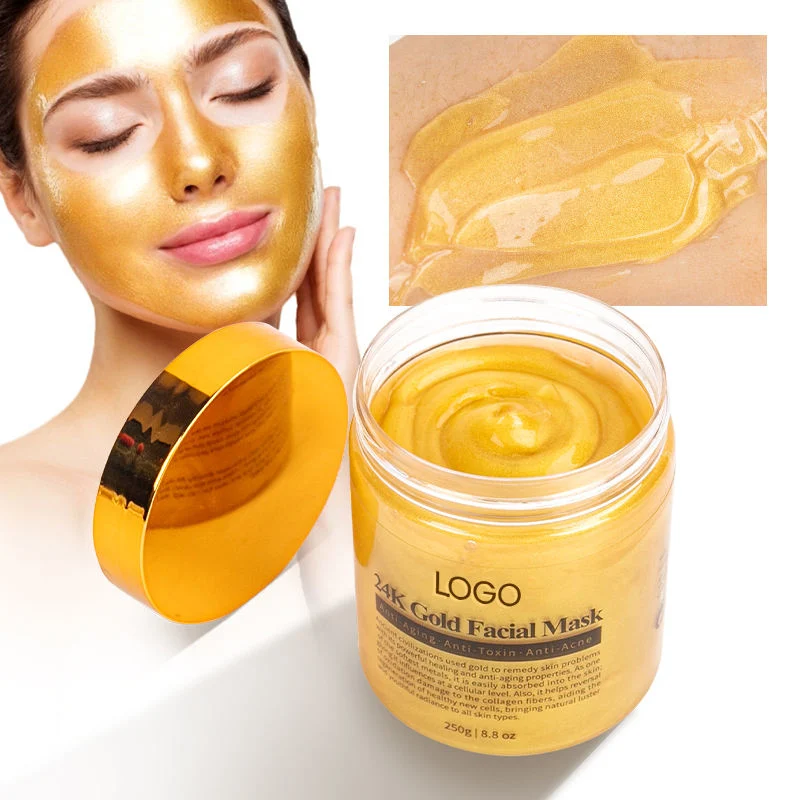 Máscara facial colagénio de marca privada Limpeza profunda rosto dourado 24K Máscara