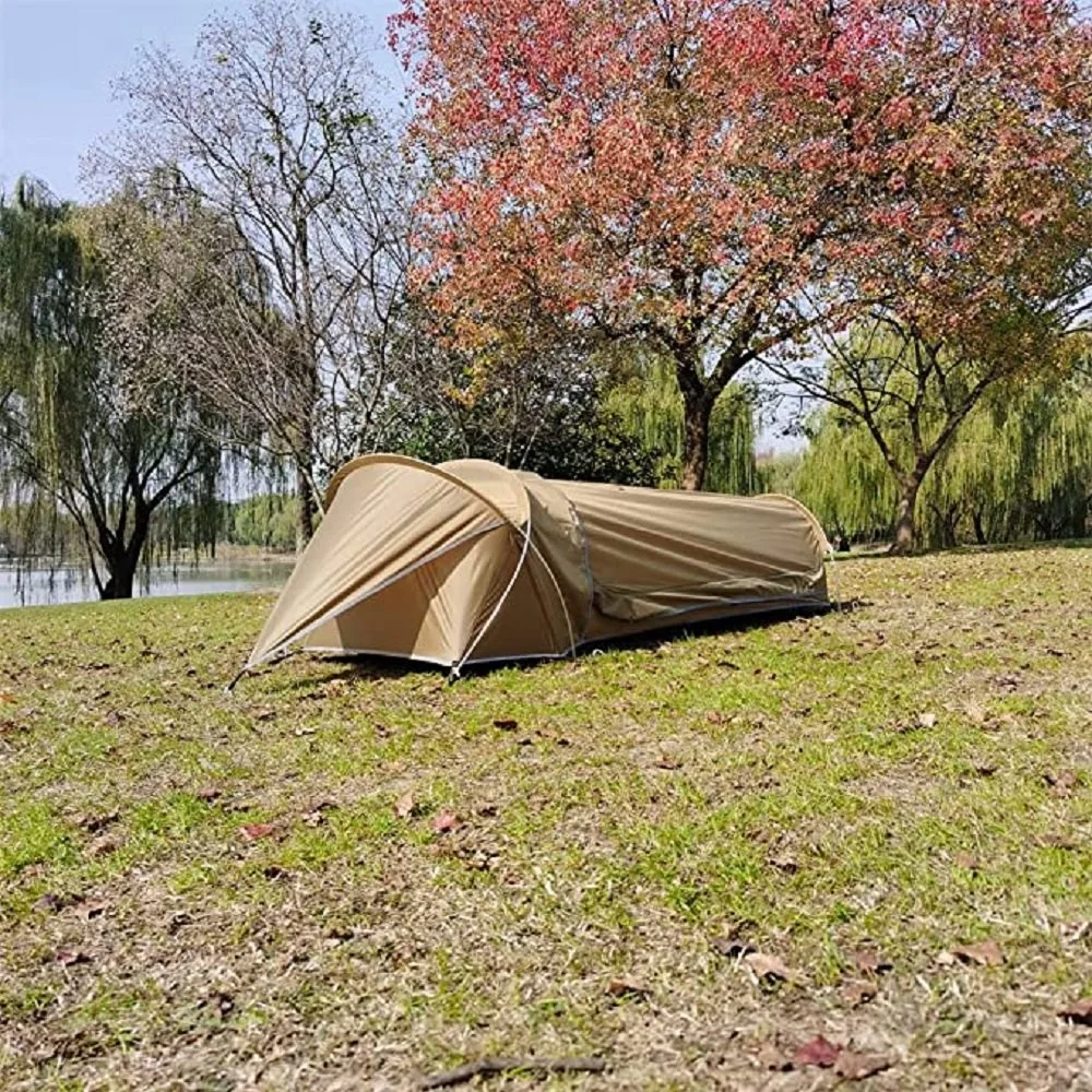 Camping 3 pôles en aluminium 1 personne tente, sac à dos léger Bivvy Bivy Sac étanche Sac de couchage pour couvrir l'aventure Bushcraft