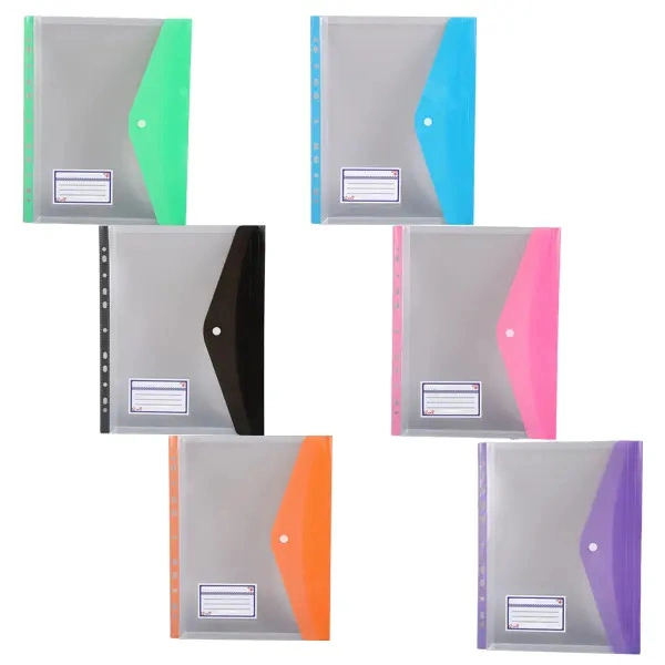 11 Holes Binder File Folders Letter Size Snap Button Pouch 6 Colors Binder Envelope Folder