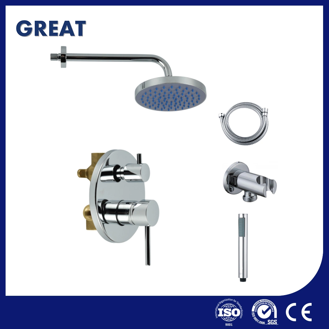 Great China Bathroom Taps Shower Faucet Manufacturing Camping Hot Water Shower Gl412503A49A Chrome Two-Way Concealed Shower Set Square Shower Head Shower System