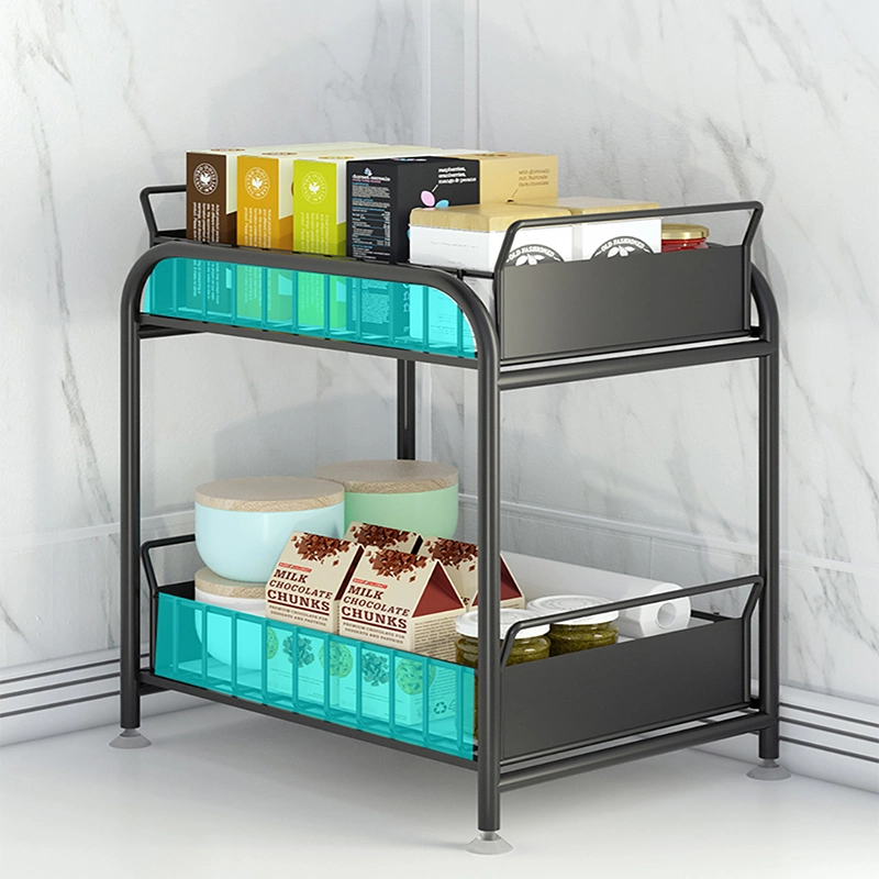 Metal Stable Sturdy 2 Tire Bathroom Storage Under Sink Organizer for Spice Bottles Pantry Easy Installation