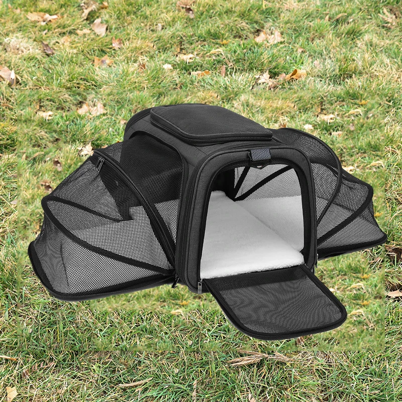 Bolso de hombro doble portátil para mascotas transparente para perros y gatos Bolsa de viaje para vehículos portadores