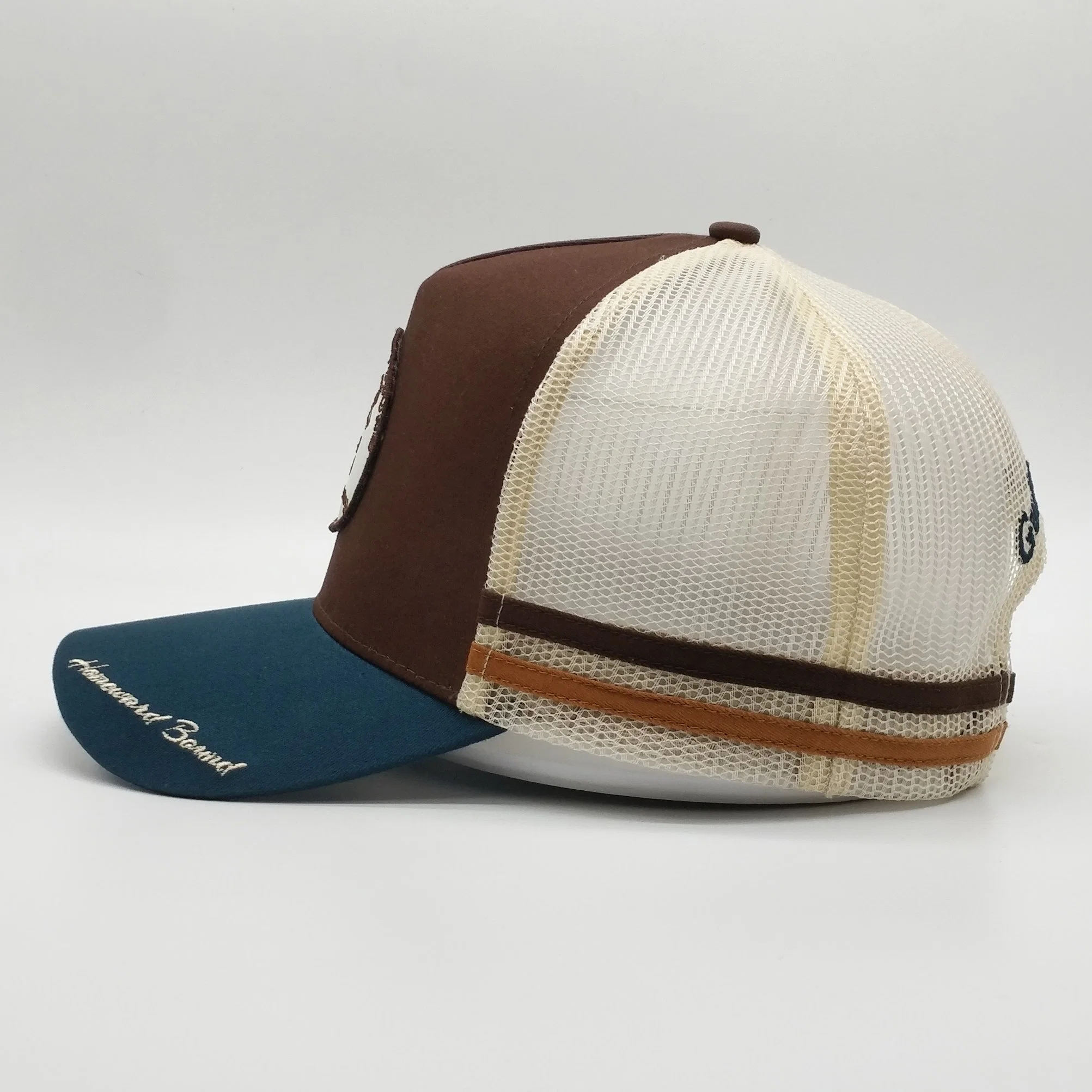 Custom Hohe Qualität Australian Land Hohe Profil 5 Panel 2 Gestreifte Hut Trucker Caps