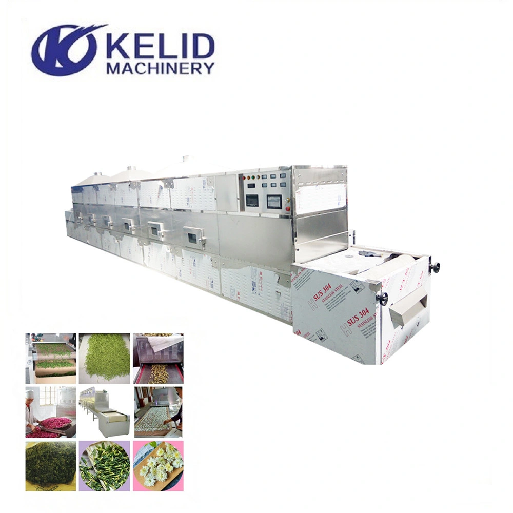 100kg/H Tunnel Type Microwave Herbs Leaves Tea Drying Plant