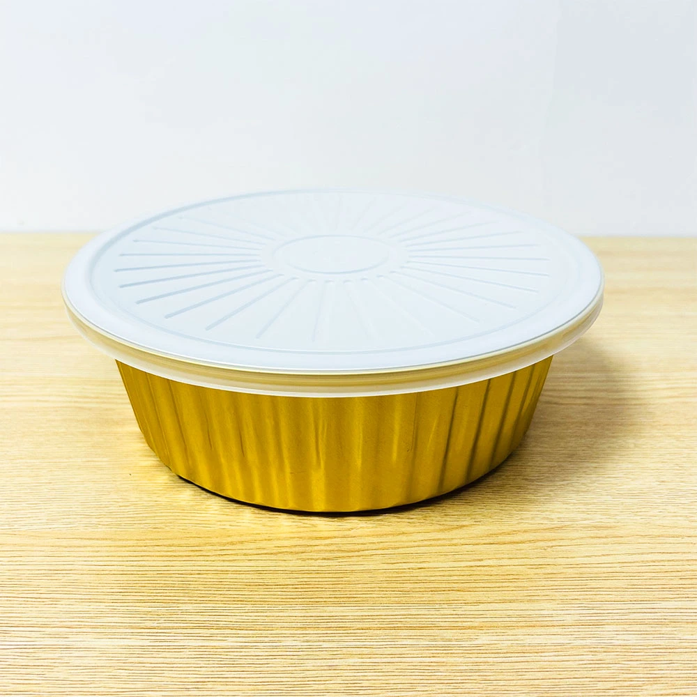 Circular Baking Dish Pans Logo Disposable Dessert Boxes Color Pudding with Lid Pan Cakes Aluminum Foil Baking Cups