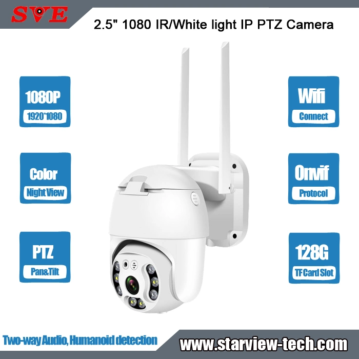 1080 de 2,5 pulgadas de luz blanca de IR/cámara PTZ IP Audio bidireccional