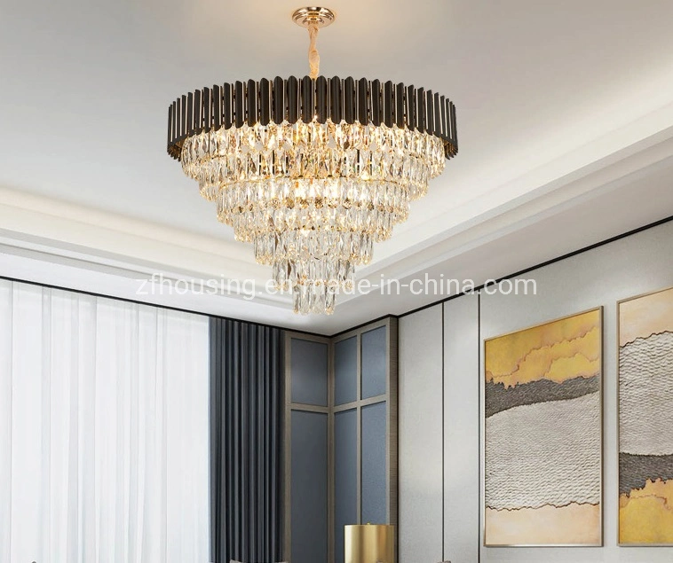 Black Chandelier Lighting Pendant Lamp LED K9 Crystal Light with E14 Zf-Cl-020