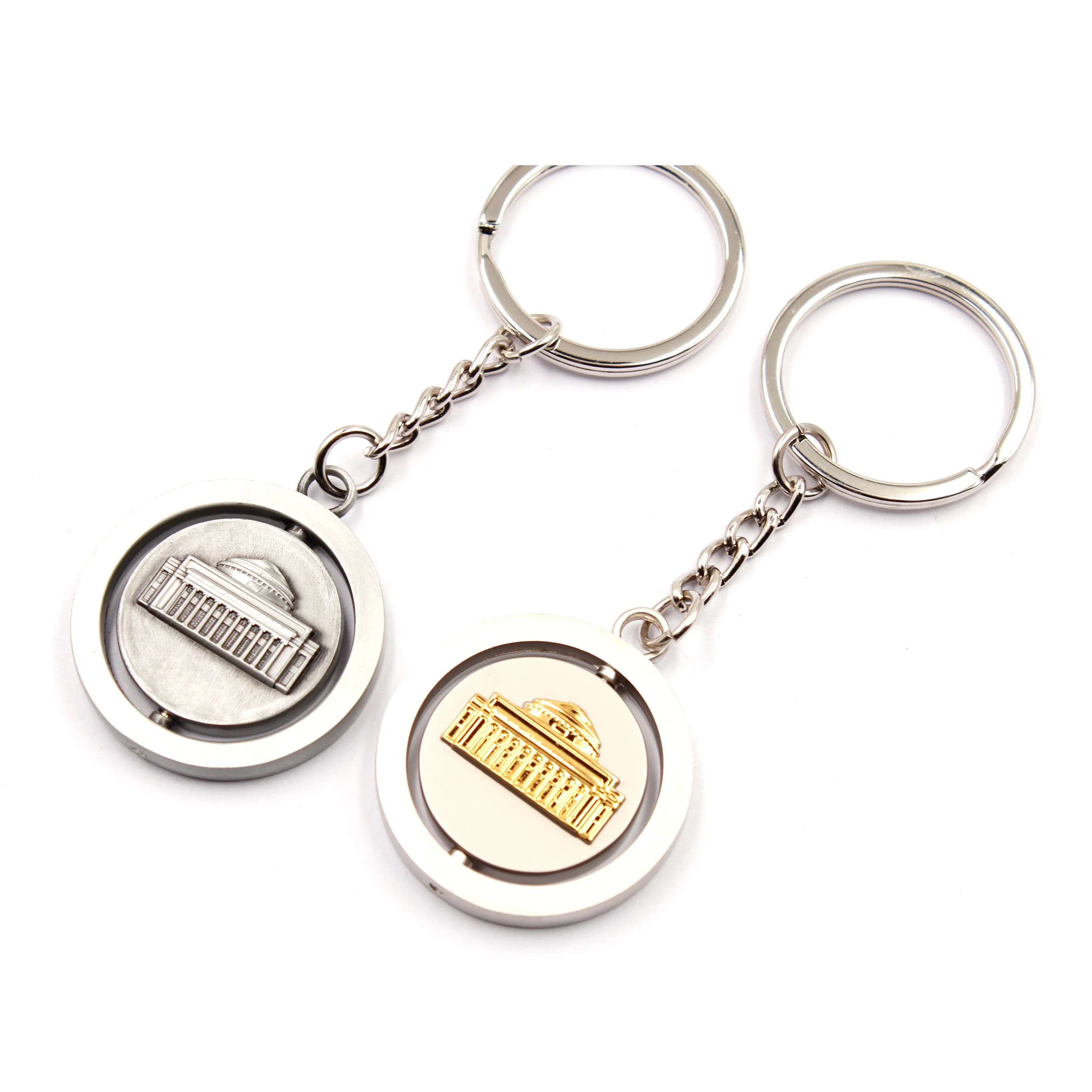 Custom Double Side Rotate Keychain Promotional 360 Degree Rotate Souvenir Keychain 360 Degree Rotating Spinning Metal Keychain