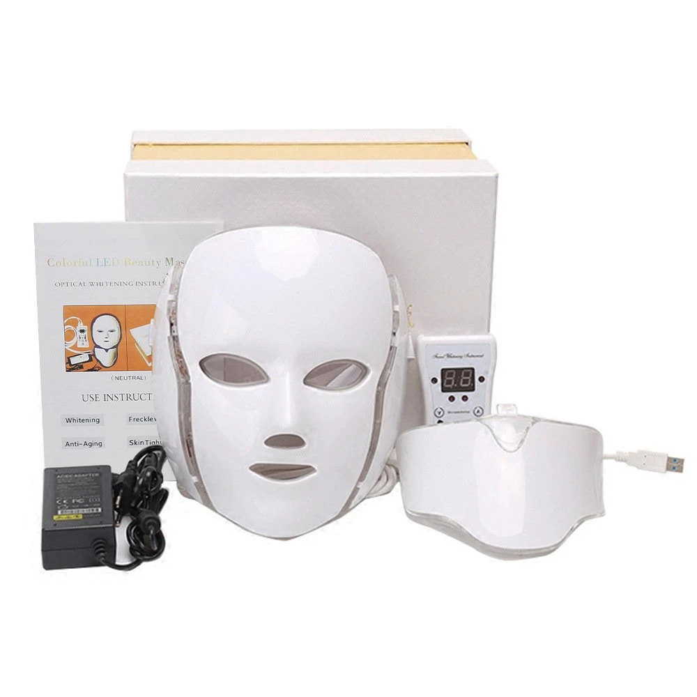 High quality/High cost performance  7 Colors LED Light Therapy Facial Mask Beauty Whitening Skin Rejuvenator Anti Aging LED Light Therapy Mask