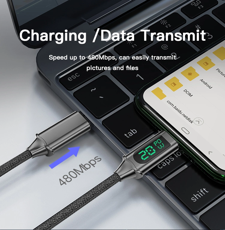 écran numérique 20W de charge rapide de cordon de synchronisation de données 5D'un câble USB de type C pd pour chargeur Ios pour iPhone de ligne 13 11 12 PRO Max Mini accessoires pour téléphones