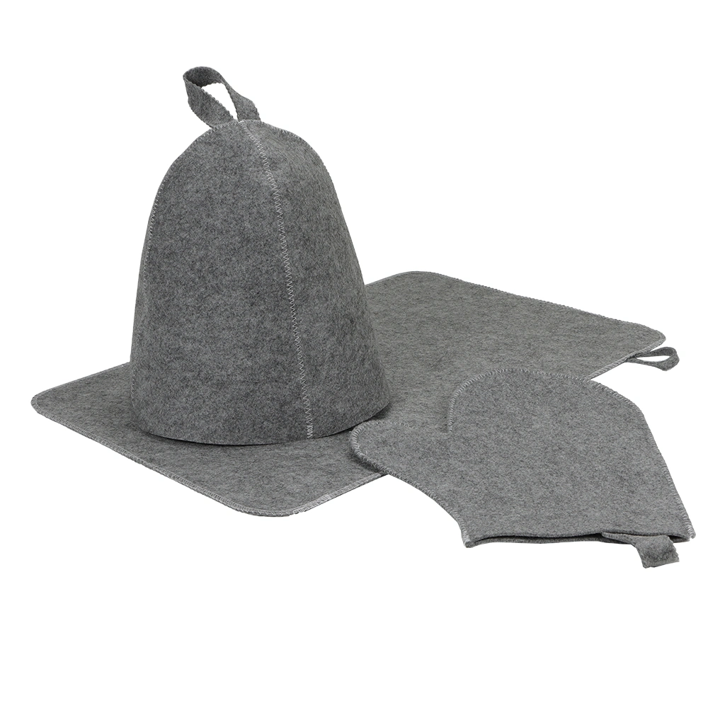 Conjunto de feltro para Sauna Hat Mitten Mat para Sauna E Banho de vapor para homens e mulheres