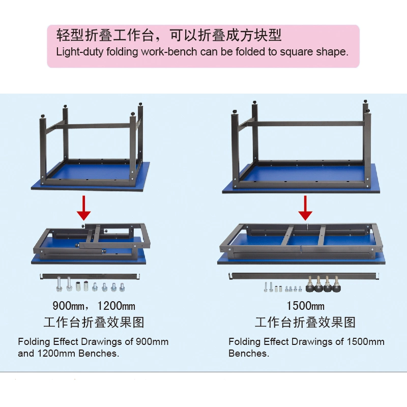 Banco de trabajo plegable industrial de acero de 1,8 metros con 2 cajones