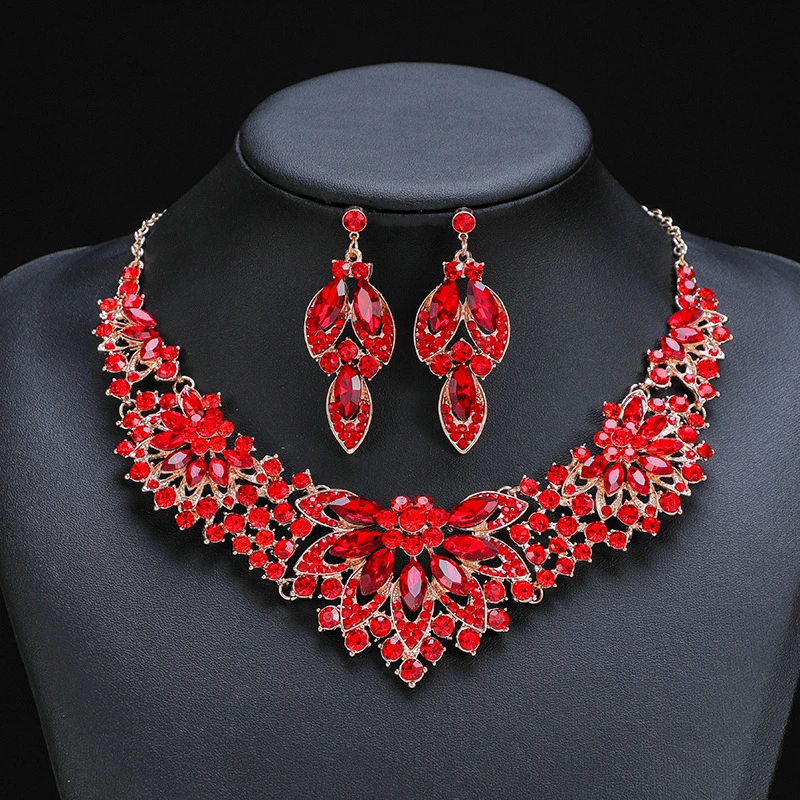 Necklace Earrings Set Leaves Flowers Bridal Wedding Jewelry Set Gift