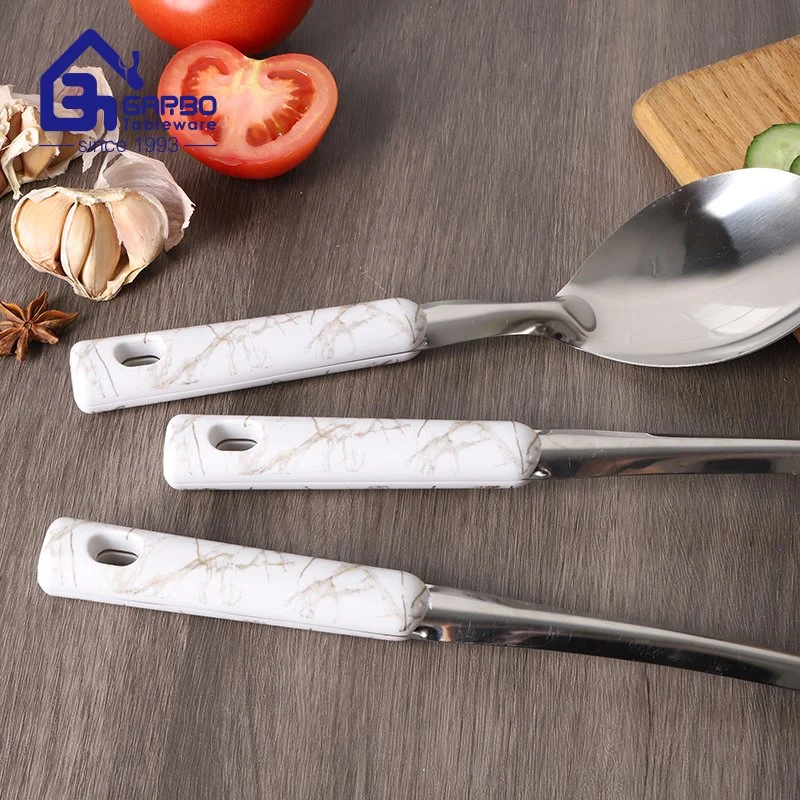 Garbo Factory Cheap Price Kitchen Utensils Kitchen Tools Stainless Steel Slotted Turner with Plastic Handle Hook