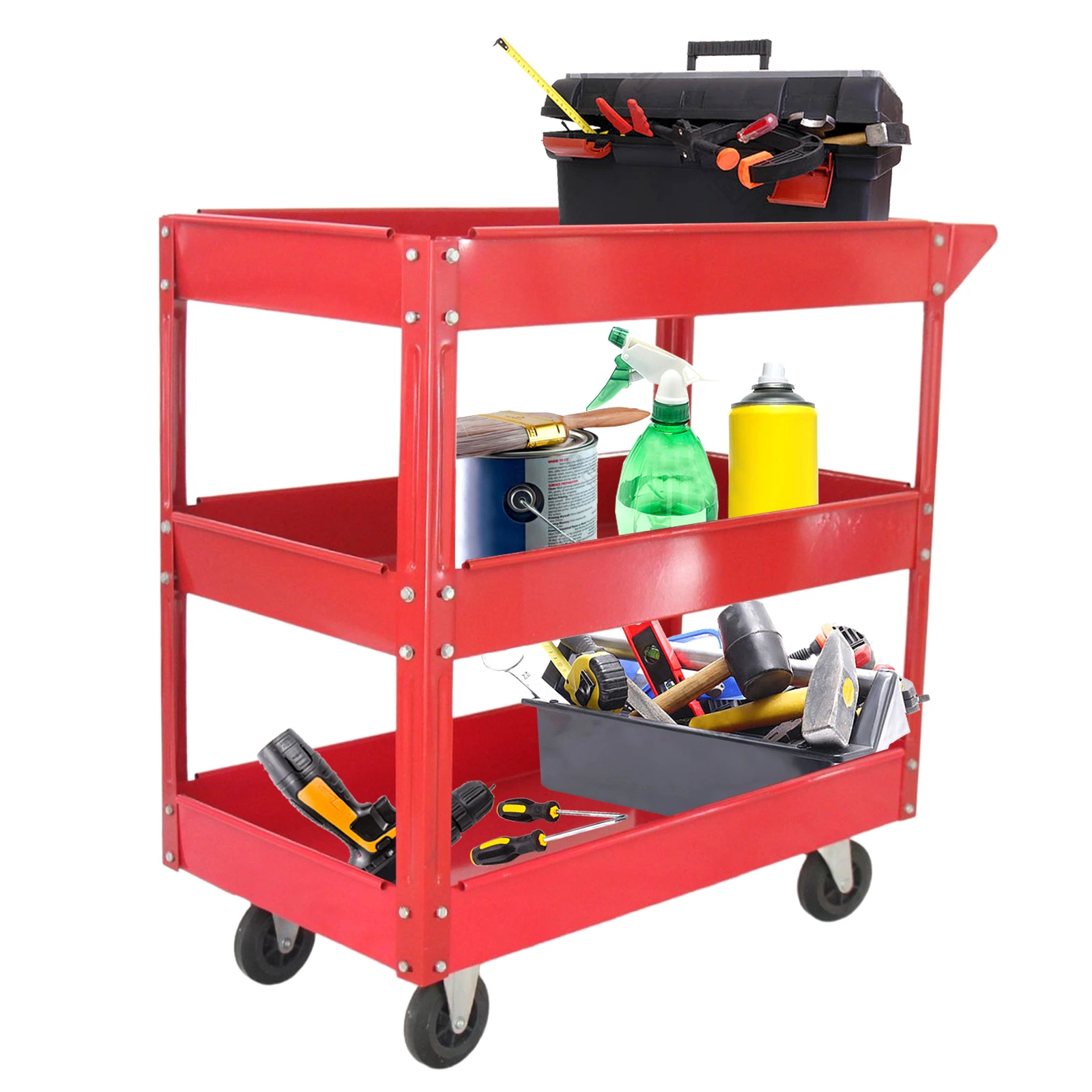 3 Tier Heavy-Duty Mobile Utility Tool Service Trolley Cart for Garage Mechanic