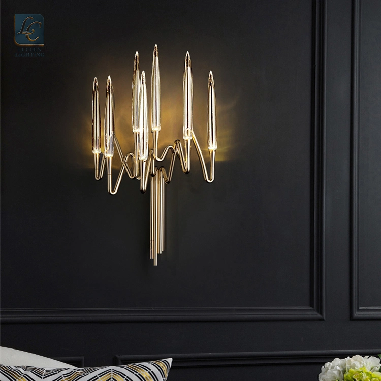 Interior Decoration Lighting for Dinning Room Golden Iron Frame Crystal LED Chandelier