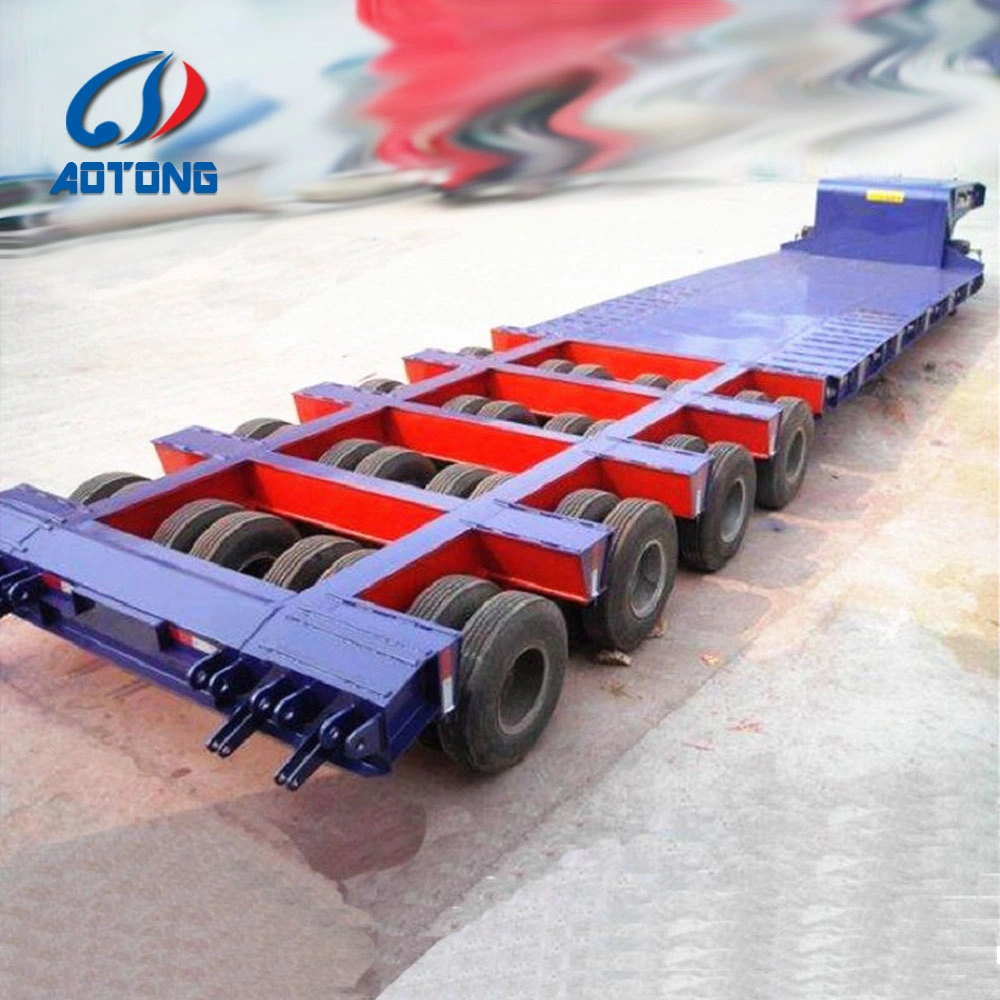 Double Axis Drop Deck Semi Trailer with Tri-Angle Widening Support