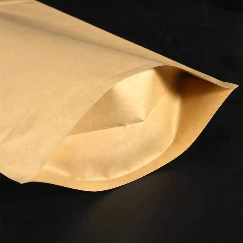 Biodegradable Ziplock Brown White Kraft Craft Paper Standing up Pouches Food Packaging Zipper Bags