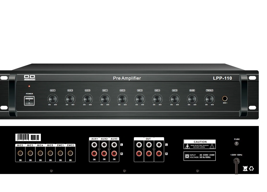 Pre-Amplifier 10 canales con los distintos controles de ganancia Lpp-110