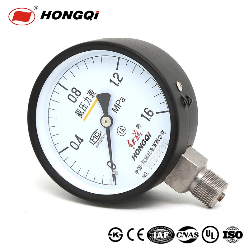 Hongqi 4 Inch Dial Vacuum Industry Ammonia Refrigeration Pressure Gauge