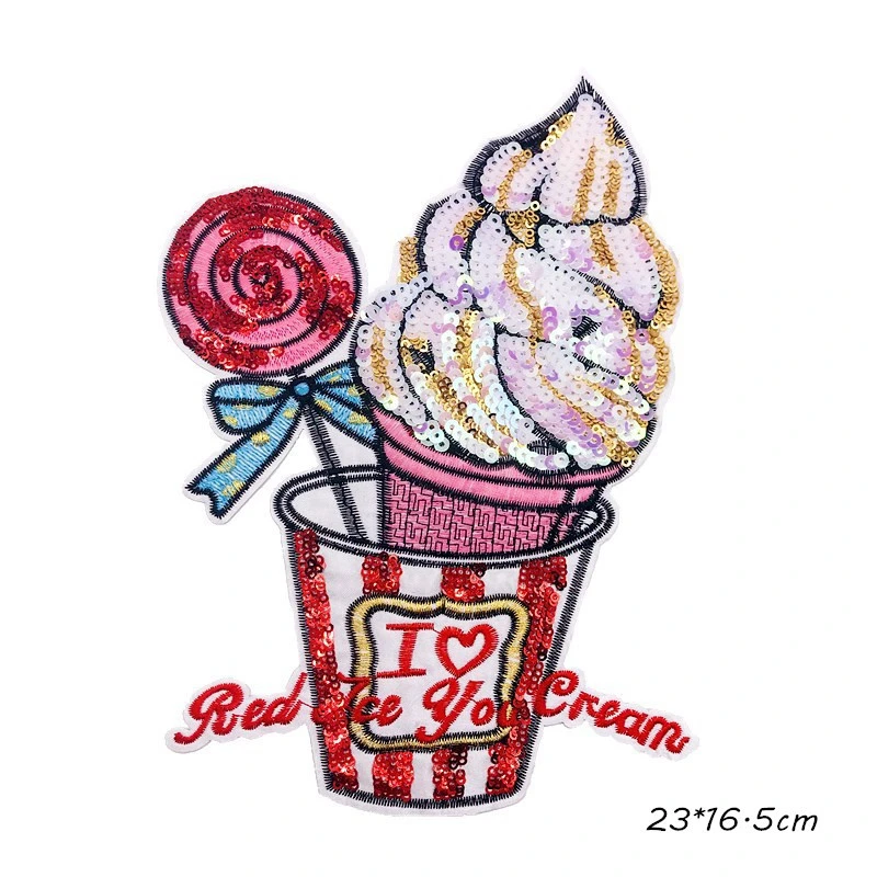 Jumbo Icecream diferentes cores Sequin Patches para roupas