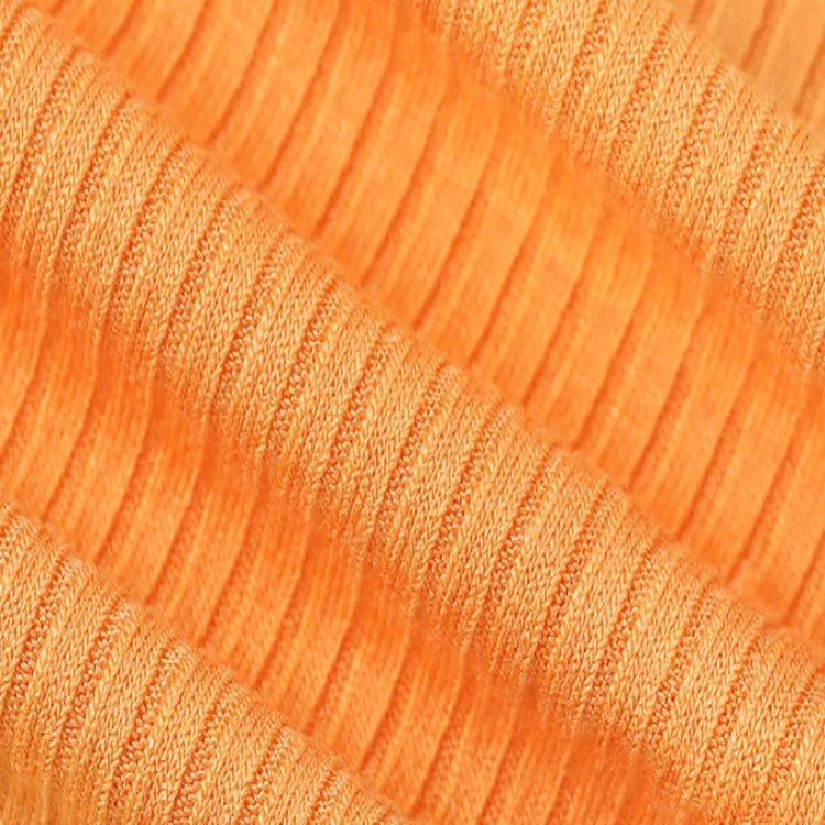 Super ODM Orange 100% Nylon Stretch 5X4 Rib Knit Fabric Used for Dress Sweater