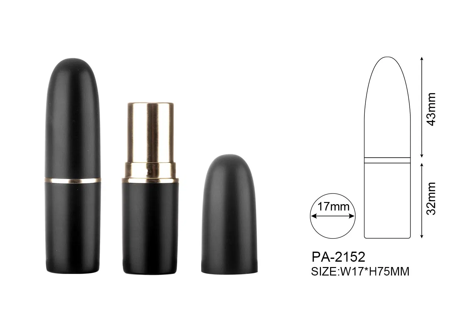 PA-2152 Classical Bullet Shape Lipstick Tube Empty Lipstick Container Plastic Lip Balm Tube Luxury Makeup Packaging Lipstick Tube