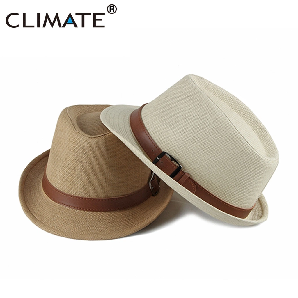 Climat Vintage Summer Straw Hat Cool Men Fedora Panama Paper Retro pour Man Solid Cap