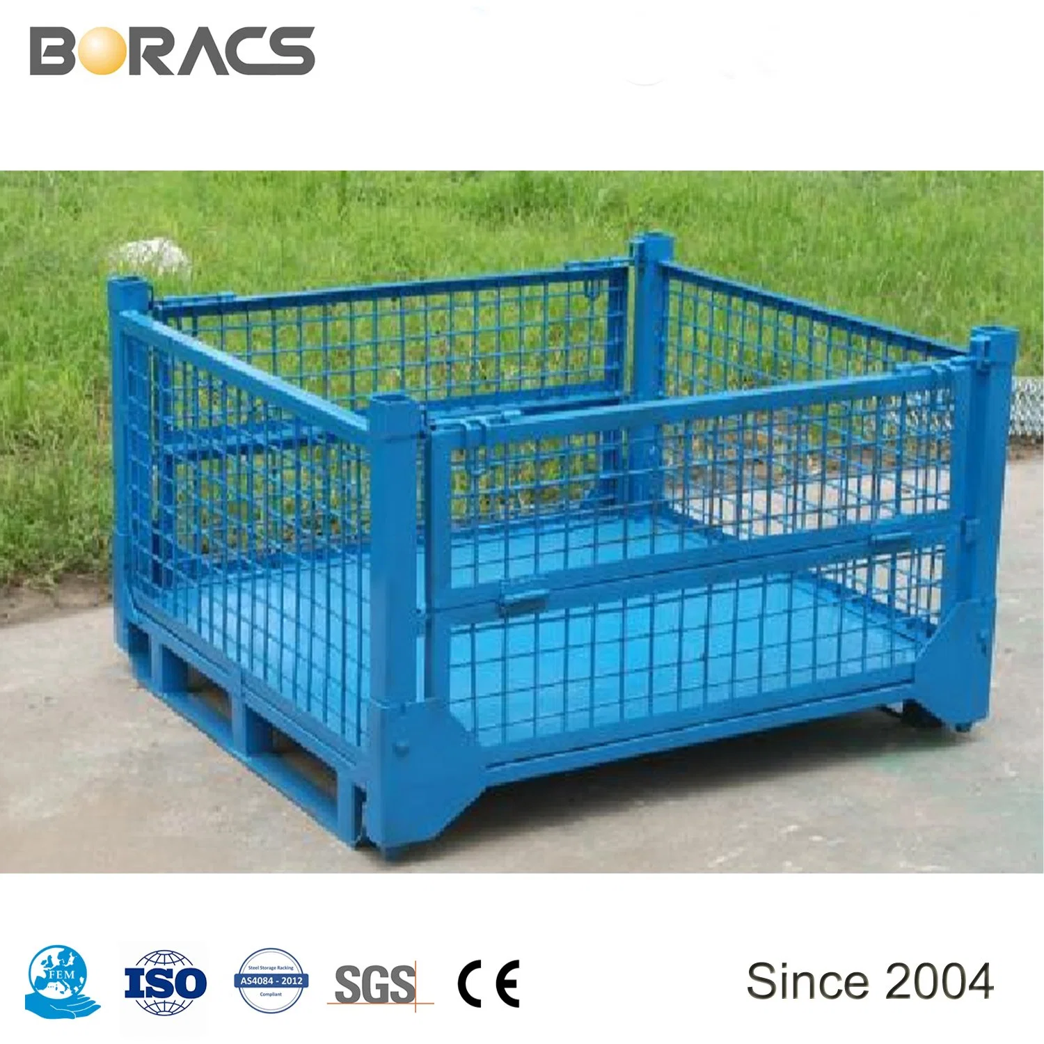 Euro personnalisé de haute qualité de l'entrepôt en vrac rigides métalliques pliantes palette pliable Cage avec palette en bois