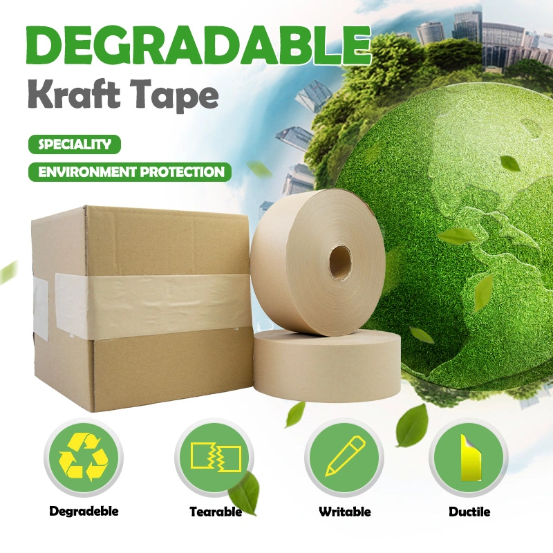 Yjnpack Hot Sales Kraft Custom Brown Wet Water Activated White Custom Packing Tape