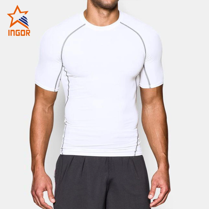 Vestuário desportivo personalizado logótipo grossista Quick Dry Fit Round Neck Sportswear T-shirt de fitness para treino de ginásio para homem