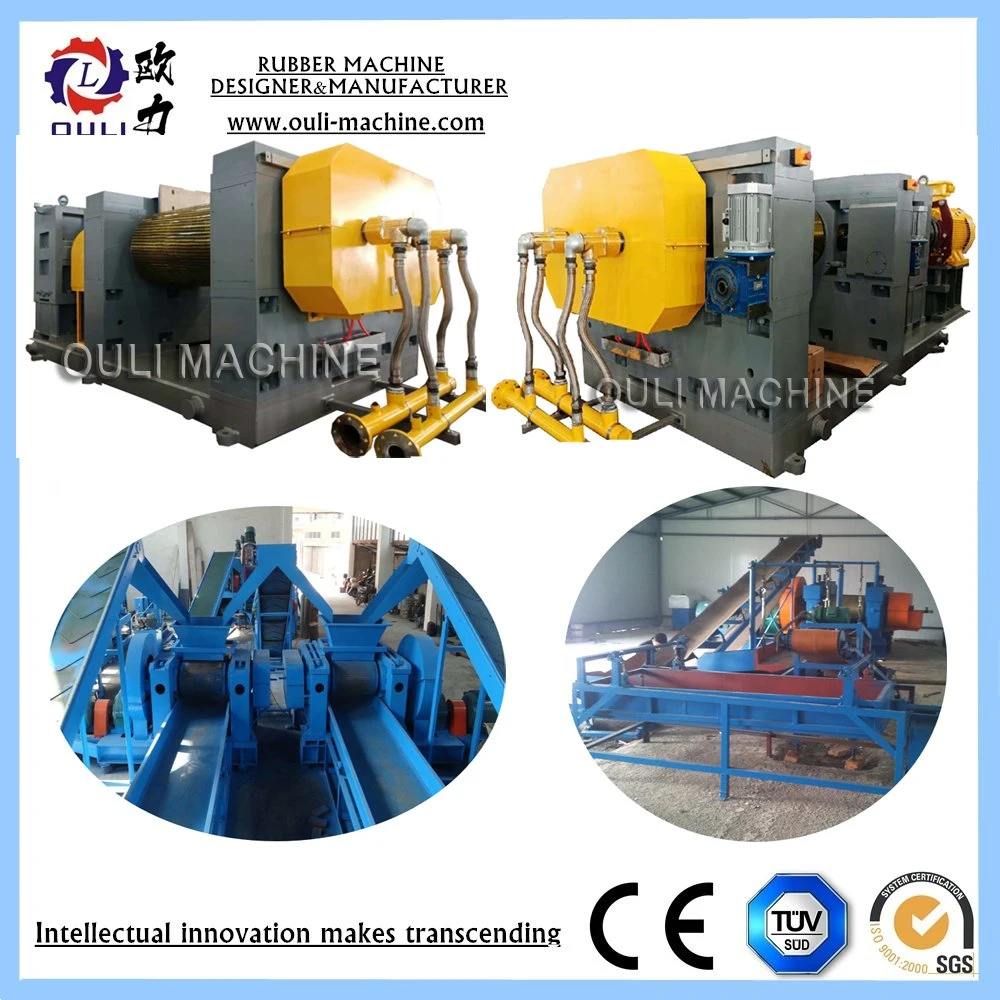 Full Automatic Waste Tire Recycling Machine, Double Shaft Shredder Machine Powder to Reclaimed Rubber