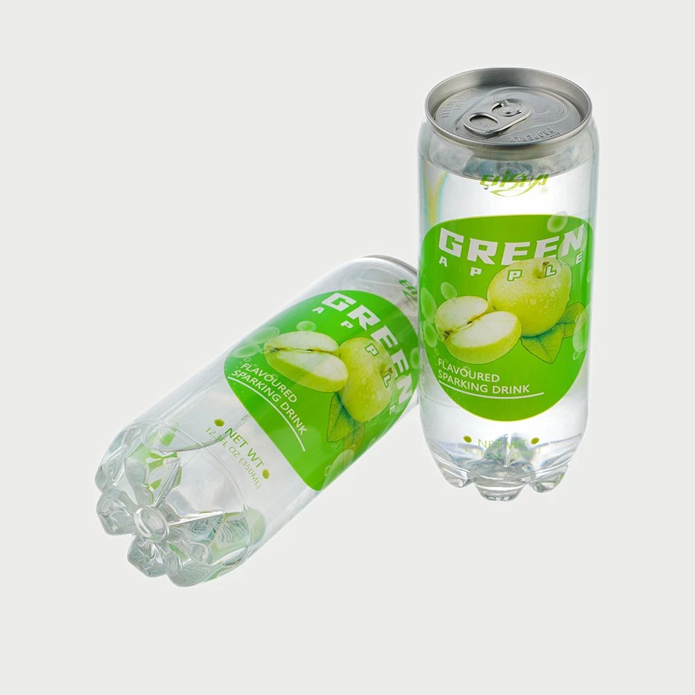 350ml Pet botella de manzana y sabor de la pupa agua de soda con destellos