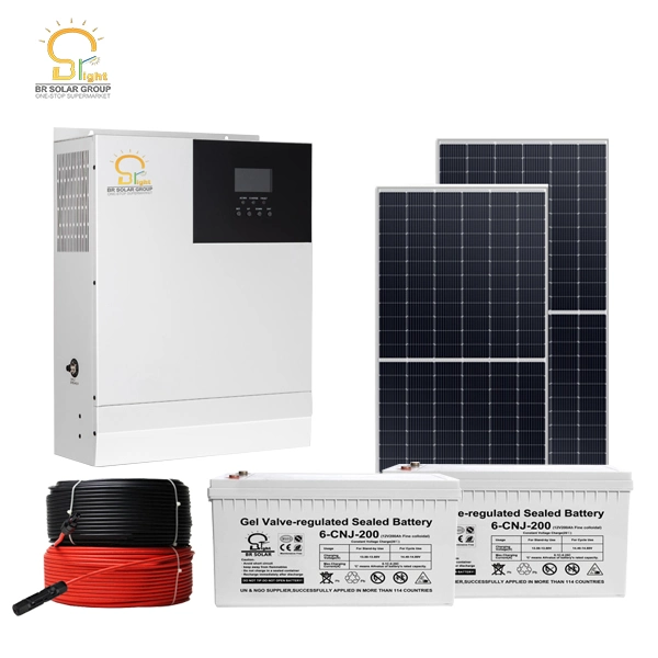 5 kw 10 kW 20 kw Tier 1 Mono Half Cut Panles Solar Sistema de alimentação com bateria de gel híbrida de iões de lítio LiFePO4 Inversor