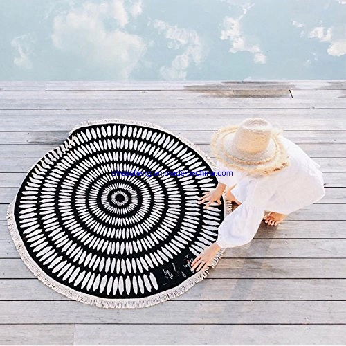 Custom Cotton Printed Tassels Large Round Mandala Beach Towel