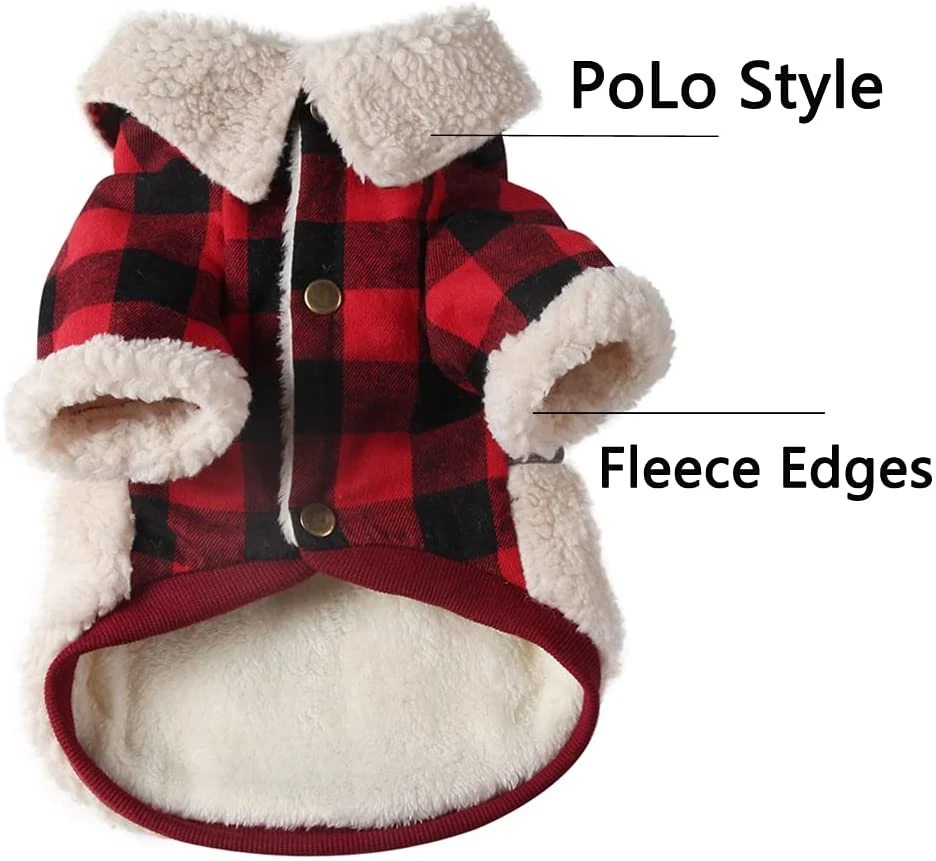 Luxury Warm Fleece Jacket Wholesale/Supplier Dog Clothes with Polo Style and Metal Buckle with Dogs Leash Hook for Doggy Party Coat