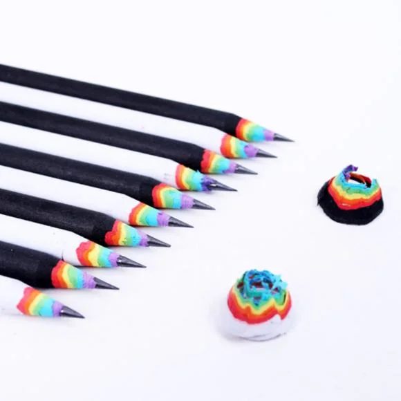 Promotional 7 Inches Rainbow Paper Pencil with Color Pencil Paper Box Package