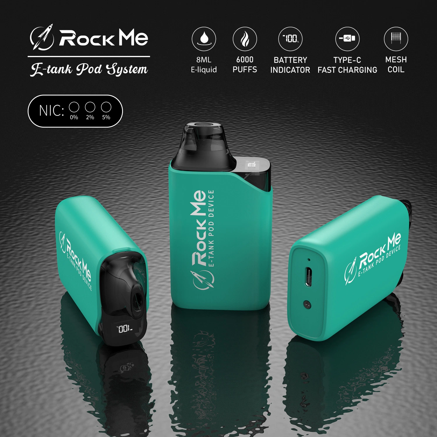 High quality/High cost performance Atomizer Rock Me E-Tank Device Pod System 600mAh Battery Rechargeable Vaporizer