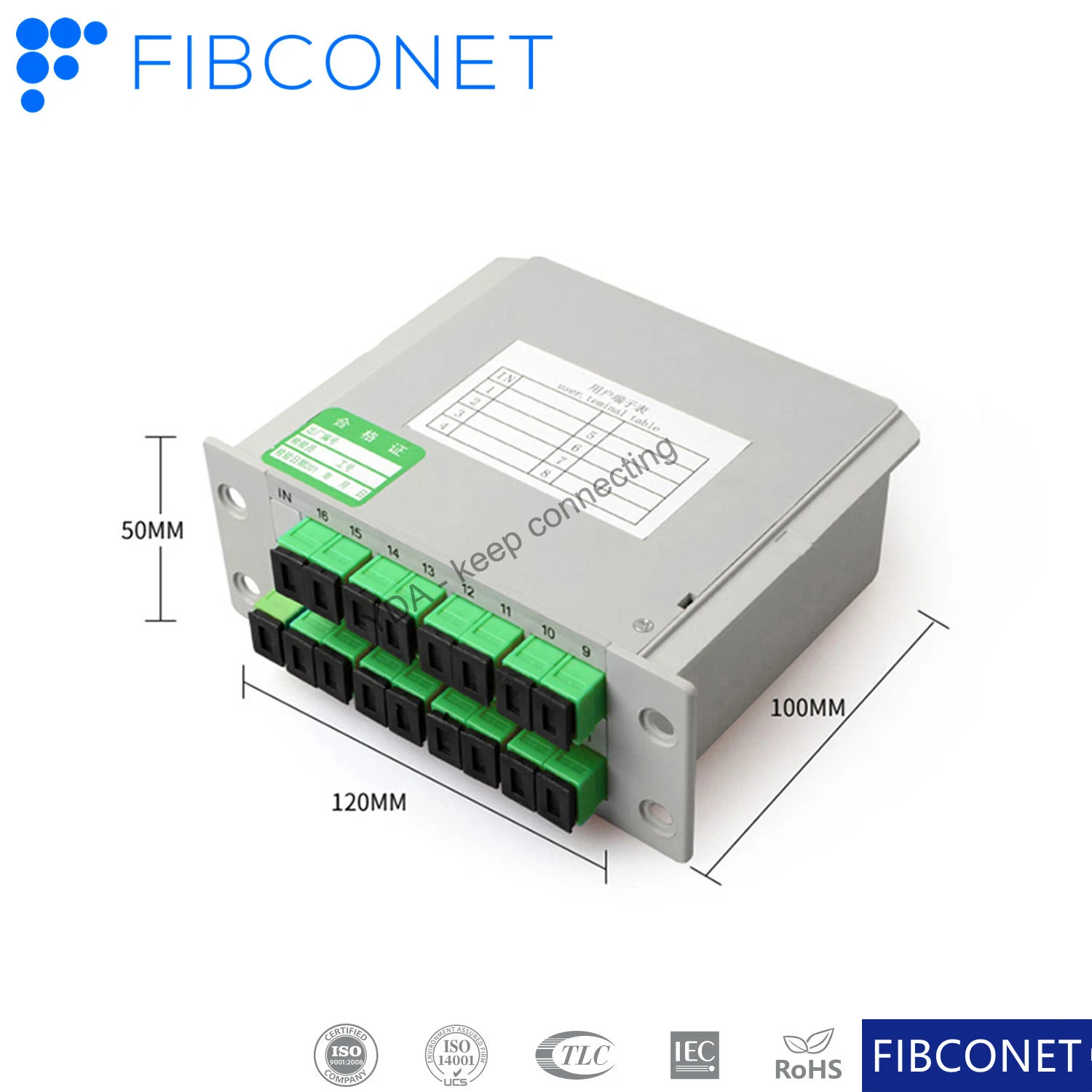 FTTH Fiber Optical Splitter Cassette Type Splitter Sc APC Upc PLC Splitter Coupler